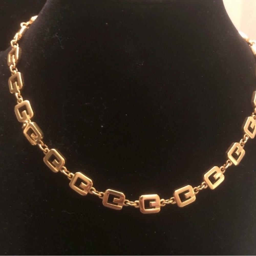 SET Givenchy gold tone G logo necklace & bracelet matching SET, stamped - EUC